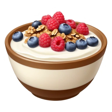 yogurt brown bowl with raspberries, blueberries and granola  sticker