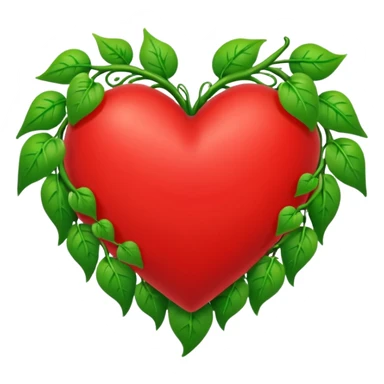 red heart with green vines growing around it and covering it up sticker