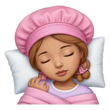 mixed girl sleeping with pink bonnet sticker