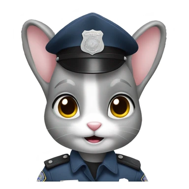 grey girl rabbit police sergeant sticker