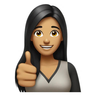 Long black haired tan woman with big hazel eyes giving sarcastic thumbs up sticker