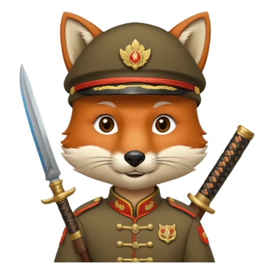 fox face, mogolian ancient army with small knife sticker