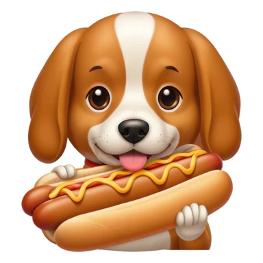 Dog eating a hot dog  sticker