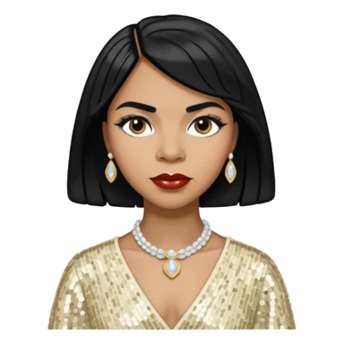 Marian Anderson with black hair, ivory sequin outfit sticker