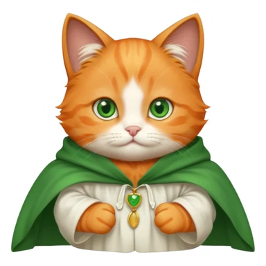 baby orange cat green eyes, in white cloak sticker