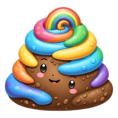 pile of poo with a rainbow swirl pattern, cute and fun sticker