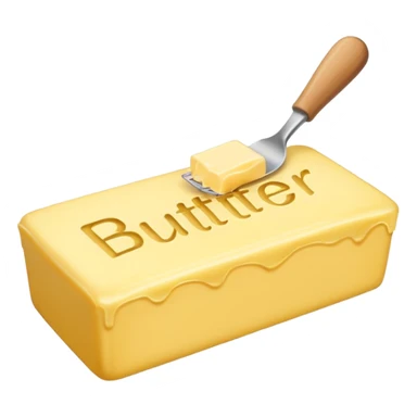 Create an image with butter and text in front that says butter  sticker