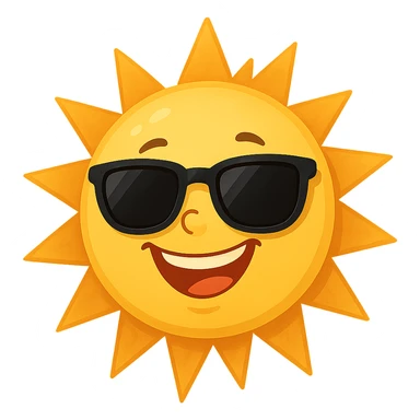 smiling sun with sunglasses, cheerful and bright, general style sticker