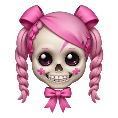 skull emoji with pink ribbon pookie sticker