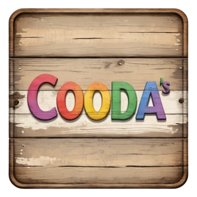 a wooden sign that says "Coda's Gay" sticker