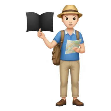 confused tourist full body, normal clothes sticker