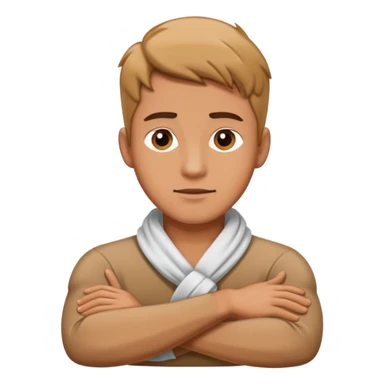 Guy crossing arms around neck  sticker