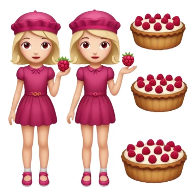 Raspberry torte human full body and legs girl with a raspberry barrette on her head sticker