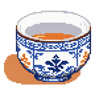 traditional Chinese tea cup with blue and white porcelain design without handle sticker