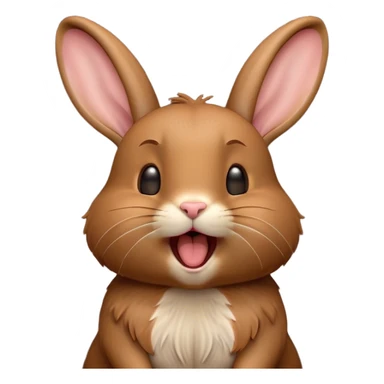 Cinematic Cute Yawning Brown Rabbit Portrait Emoji, Head tilted slightly with a dramatic, wide-open yawn, showcasing a smooth, rich brown fur with floppy ears, round brown eyes barely open in drowsy contentment, Simplified yet irresistibly adorable features, highly detailed, glowing with a soft, cozy glow, high shine, relaxed yet expressive, stylized with a touch of whimsy, bright and endearing, soft glowing outline, capturing the essence of a sleepy yet affectionate bunny, so drowsy it feels like it could stretch out of the screen and curl up for a nap! sticker