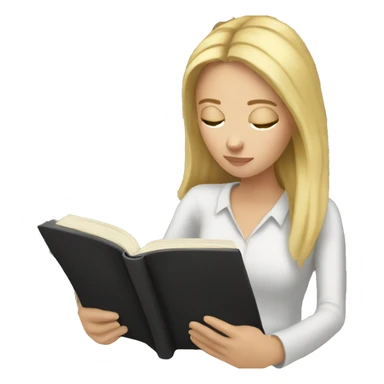 blonde white girl reading a black book sticker