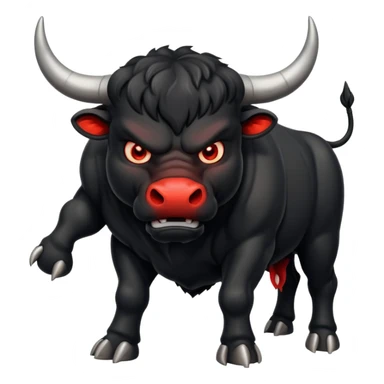 angry black bull pawing the ground with glowing eyes sticker