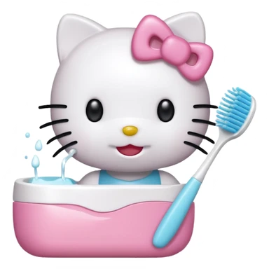 Hello kitty brushing teeth  sticker