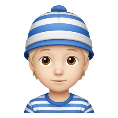 kid with blue and white hat sticker