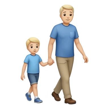 father holding hands with a child, walking together sticker