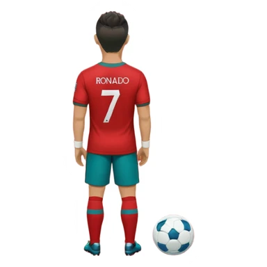 red football shirt with Ronaldo on the back sticker