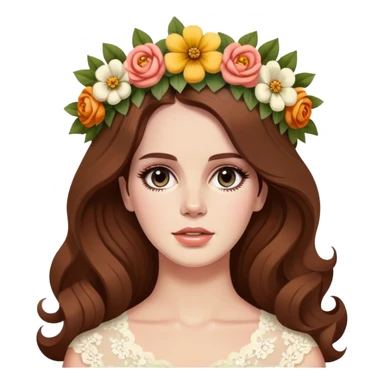 Lana Del Rey with flower crown and vintage style sticker