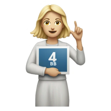 White woman holding 4 B movement sign sticker