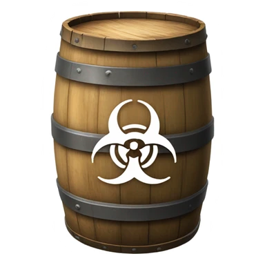 Biohazard symbol on a barrel sticker