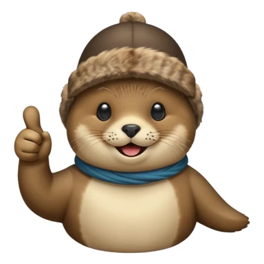 a seal wearing a propeller hat with his thumbs up sticker