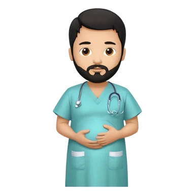 pregnant man with beard black hair and beard sticker