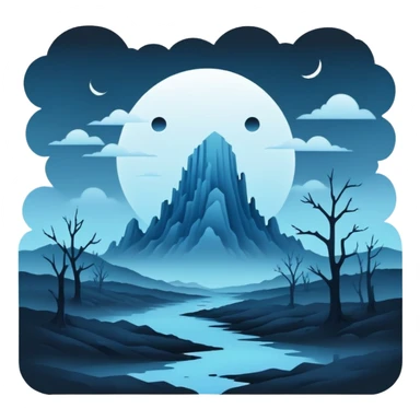 Ghostly Pastel Black Blue Spectral Gloomy Dusky Dystopian Apocalyptic Aesthetic Scenery Deco sticker