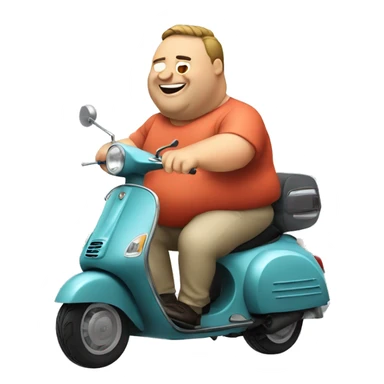 fat guy riding vespa sticker