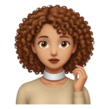 Brown curly Girl grabing her neck sticker