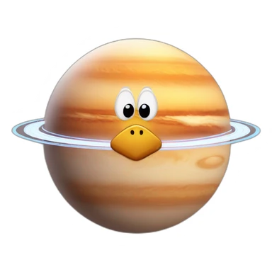 planet Saturn with a cartoon saluting chicken face sticker