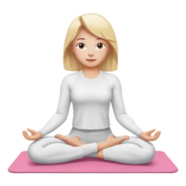 mulher fazendo yoga loira  com roupa branca e tapete rosa  sticker