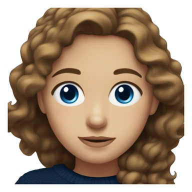 wavy brown haired girl with blue eyes in a navy blue sweater  sticker