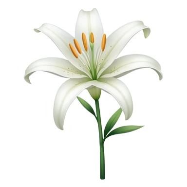 single White Lily, straight stem sticker