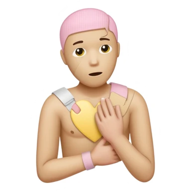 A broken heart sealed with a Band-aid man in soft pink, beige and yellow pastel colors sticker