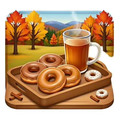 Apple cider and donuts on a tray fall scenery sticker