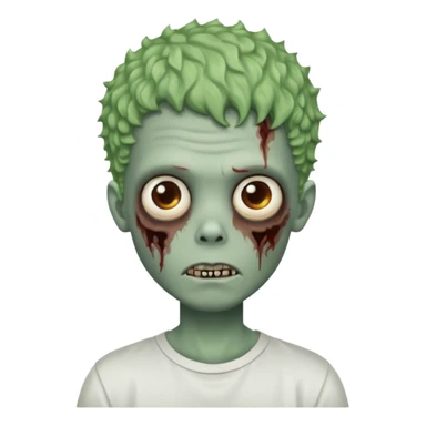zombie boy with curly fade hair and white shirt emoji sticker
