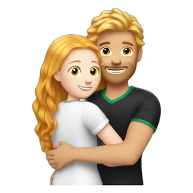 Blond soccer guy hugging ginger girl with long hair dress black sticker