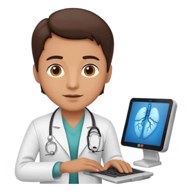 Doctor using my computer to report vital signs sticker