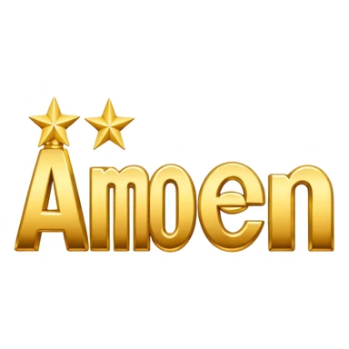 the word 'amen' in a joyful, celebratory emoji style sticker
