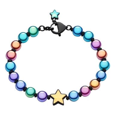 colourful round beaded bracelet with some star beads sticker