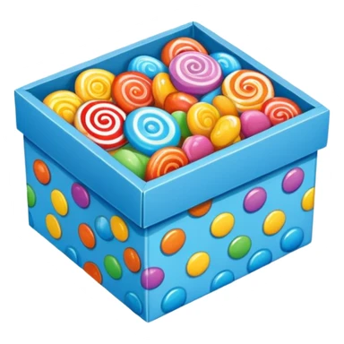 blue cardboard box of candy sticker