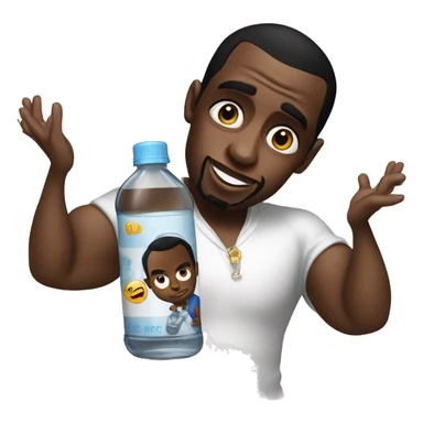 P diddy holding a bottle of baby oil sticker