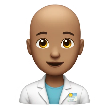 Cute bald boy with chemo therapy sticker