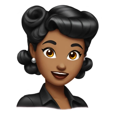 pin-up brown woman with black hair victory rolls style sticker