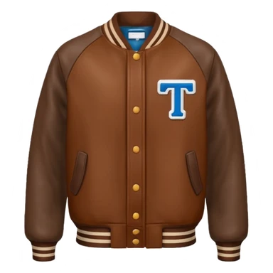 brown varsity jacket with 
left side : T 



 sticker