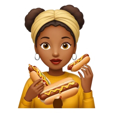 black woman eating hot dog  sticker